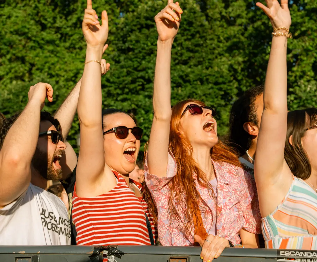 Scène de concert en plein air avec public enthousiaste, photo d’illustration